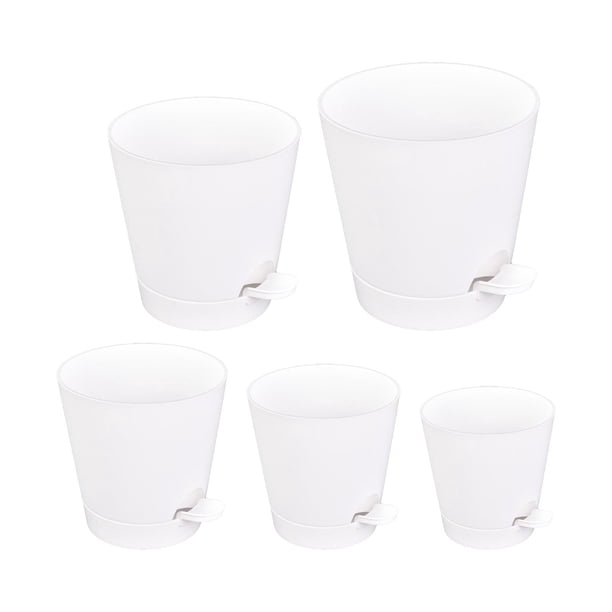 5 piezas de maceteros de autorriego, macetas de jardín, macetas para , macetas blancas para decoración del hogar, balcón y jardines