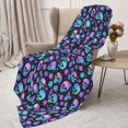 thumbnail image 3 of Sikiie Blue Skull Flower Cozy Flannel Fleece Throw Blanket: Lightweight & Thick for All Seasons - Perfect for Women, Men, & Kids"60"x50", 3 of 6