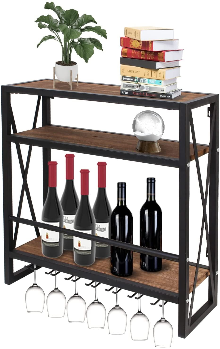 1# Fdit Single Stainless Steel Pipe Wine Bottle Holder Wall Mounted Vertical Red Wine Bottle Holder Rack Elegant Storage for Kitchen Dining Room Bar Wine Cellar 