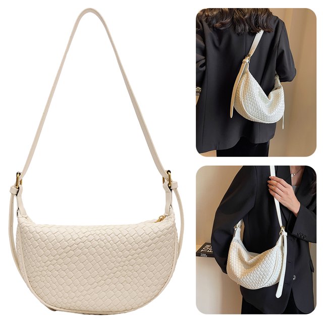 Bolso Bandolera para Mujer Bolso Media Tejido Color Sólido Bolso (Beige)