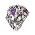 thumbnail image 3 of Ross-Simons 1.50 ct. t.w. Amethyst Openwork Flower Ring in Sterling Silver, Women's, Adult, 3 of 5