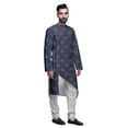 thumbnail image 2 of Atasi Designer Printed Summer Wear Long Kurta With White Pajama Set For Men, 2 of 3