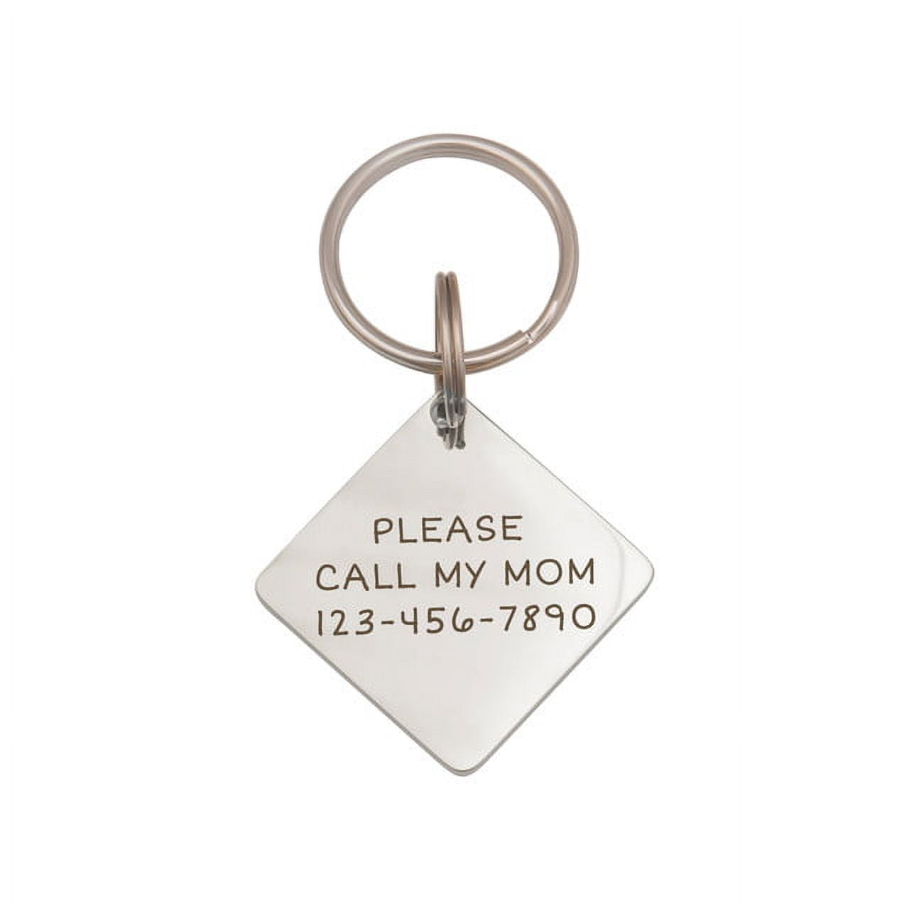 Anavia Stainless Steel Double Sided Diamond Name & Icon Engraved Dog & Cat ID Tag, Silver, M