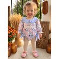 thumbnail image 5 of Cjfdfy Newborn Baby Girl Girl Floral Fall Outfit Romper Daddy's Girl Floral Print Long Bubble Sleeve Doll Collar Bowknots Jumpsuit Baby Cute Sweet Fall Winter Outfit 0-18 Months, 5 of 9