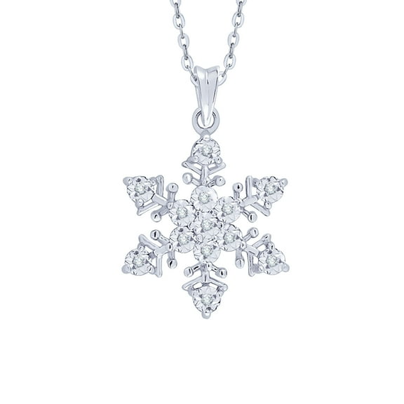 KATARINA Diamond Snowflake Pendant Necklace in Sterling Silver (1/20 cttw, G-H, I2-I3)