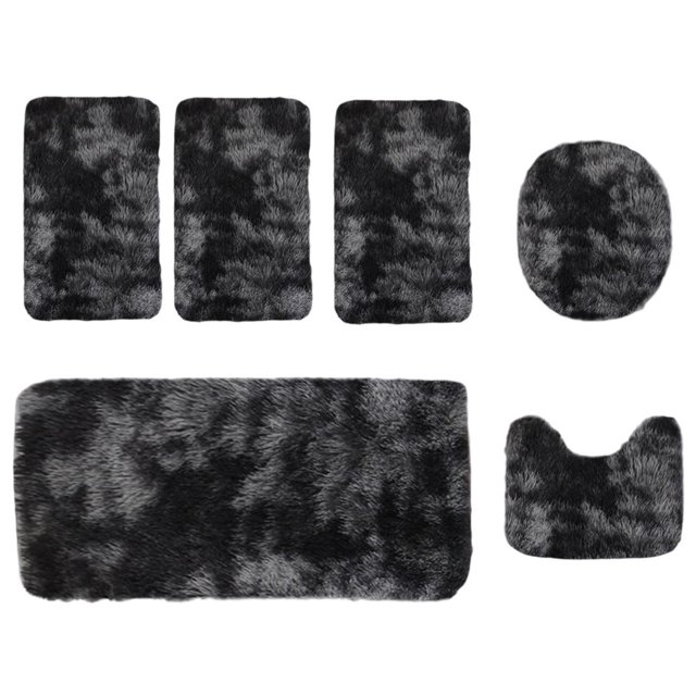 Feltree 6-Piece Complete Bathroom Rug Set with Long Plush Texture, Multi-Size Non-Slip Mats for Toilet/Shower/Sink, Latex-Backed Bath Mats for Whole Room Coverage