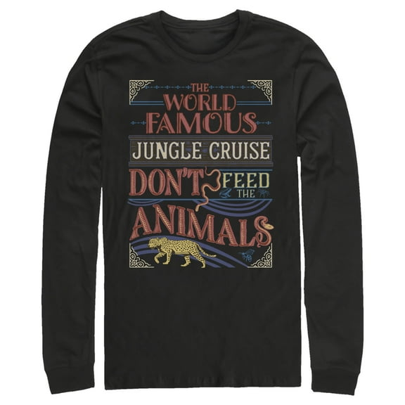Men's Jungle Cruise World Famous Retro Logo  Long Sleeve Shirt Black Large