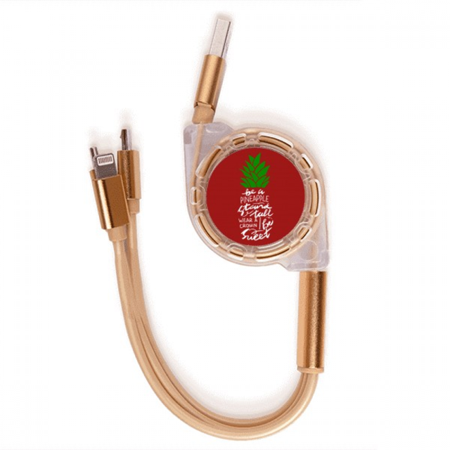 Ser una piña Stand Tall citar la Navidad Cable de carga telescópico múltiples USB tres en uno