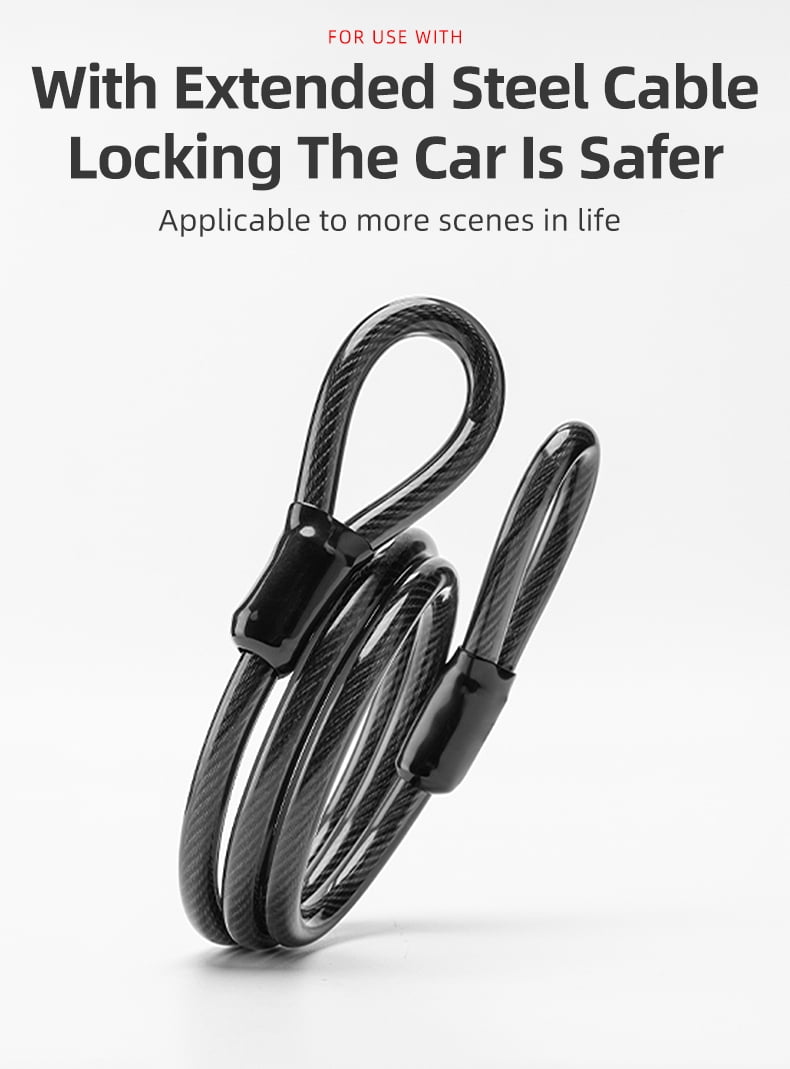 ROCKBROS U Bicycle Locks,Black Silicone Rubber,Key Lock - 22.5mm Thick Steel with 1.2M Cable