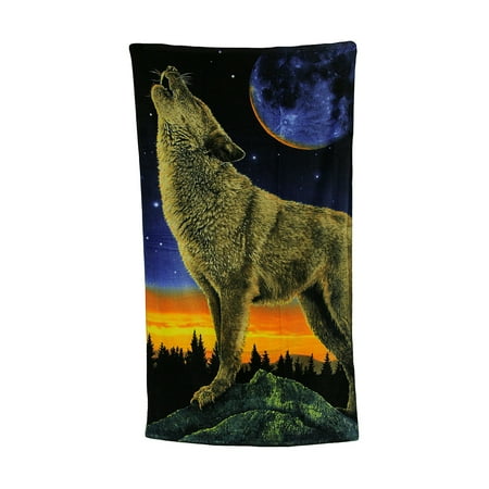 - Full Moon Howling Wolf Design Beach Towel 34 X 64 Inches