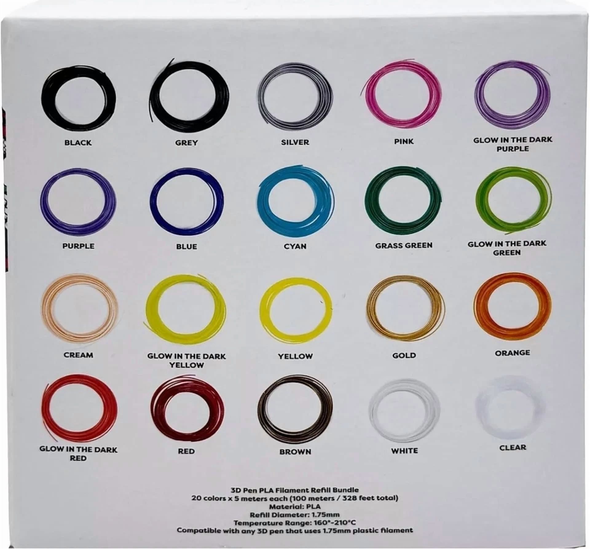 BUTTERFLY- 20 Color 3D Pen Filament Refills - 16Ft Each, 1.75Mm Pla For Most Pens