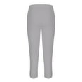thumbnail image 4 of Womens Cropped Pants for Summer Dressy Capris High Waist Yoga Pants Solid Comfy Stretchy Leggings Workout Compression Pants Women's Pants Gray S, 4 of 5