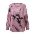thumbnail image 4 of Hauts à Manches Longues pour Femmes Décontractés Mode Féminine Décontractée Col Rond Noué Manches Longues Chandail Ample, 4 of 6
