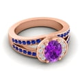 thumbnail image 3 of Diamond-Capitals 2.35 Carat Oval Cut Amethyst & Blue Sapphire Gemstone Stylish Engagement Ring for Women Solid 18K Rose Gold Size 10, 3 of 8