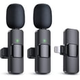 thumbnail image 1 of PQRQP Paquete de 2 micrófonos Lavalier inalámbricos para iPhone, iPad - Calidad de sonido cristalina para grabación, transmisión en vivo, YouTube, Facebook, TikTok, 1 of 3