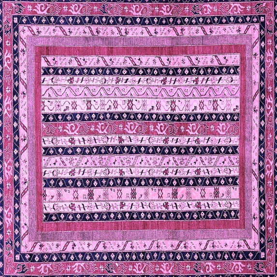 Ahgly Company Indoor Square Abstract Purple Modern Area Rugs, 3' Square
