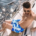 thumbnail image 2 of luoweisi Men's Beach Shorts Quick Dry Swim Trunks with Mesh Lining Blue and White Geometry L, 2 of 5