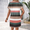 thumbnail image 5 of Women's Striped Print V-Neck Short Sleeve Casual Dress with Pocket, Pullover Summer Dress, Comfortable Loose Fit, Fashionable Ladies Daily Wear,Watermelon Red,S, 5 of 8