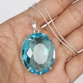 thumbnail image 4 of GEMHUB 11.70 Gram Blue Topaz Gemstone Pendant, Fine 925 Sterling Silver Oval Shape Citrine Pendant, 4 of 4