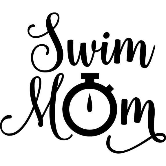 Swim Mom Timer Stopwatch Speed Support Parent Love Sports Wall Decals for Walls Peel and Stick wall art murals Black Large 36 Inch