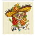 thumbnail image 3 of Ambesonne Sugar Skull Shower Curtain, Skull in Sombrero, 69"Wx75"L, Multicolor, 3 of 3