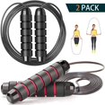 thumbnail image 1 of Jump Rope 2 Pack Tangle-Free with Ball Bearing Cable Speed Rope for Women Men Kids Skipping Rope for Exercise Fitness Adjustable Jumping Rope Workout with Memory Foam Handles, 1 of 4