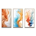 thumbnail image 2 of Designart "Orange White Waves Painted" Abstract Liquid Ink Framed Wall Art Set Of 3 - White Modern Frame Canvas Set For Living Room Decor, 2 of 6