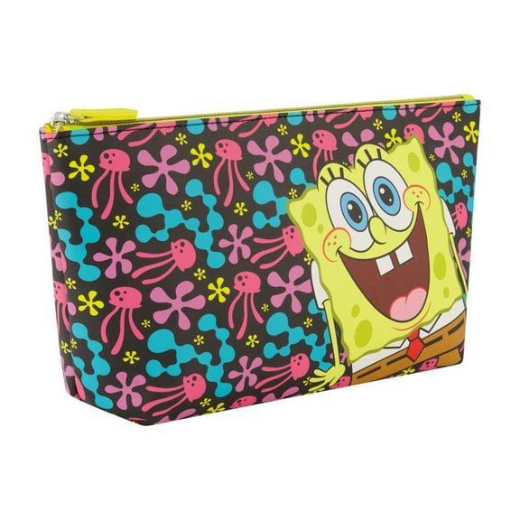 SpongeBob SquarePants Travel Makeup Bag, Trapezoid Cosmetic Organizer Pouch for Women, Multi