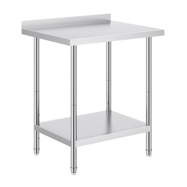 KFFKFF 30" x 24'' Stainless Steel Work Table, Commercial Work Table with Backsplash, Adjustable Height, Ideal for Food Preparation in Restaurants, Homes, and Hotel