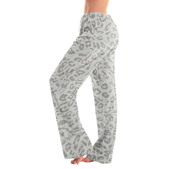 Women's Leopard Print Pajama Pants, Soft Stretchy Pajamas Bottoms with Pockets for Lounging