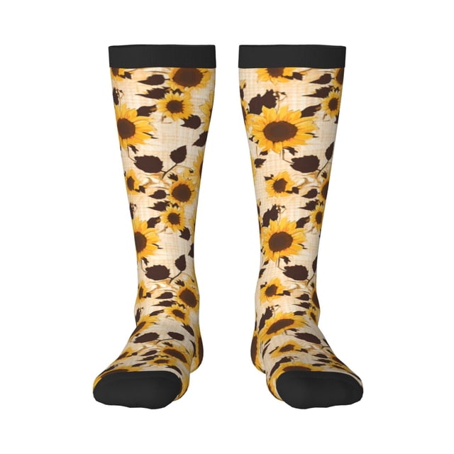 Balery Vintage Plaid Cute Sunflower Calcetines novedosos Calcetines deportivos Calcetines hasta la rodilla Calcetines de algodón Calcetines originales y geniales