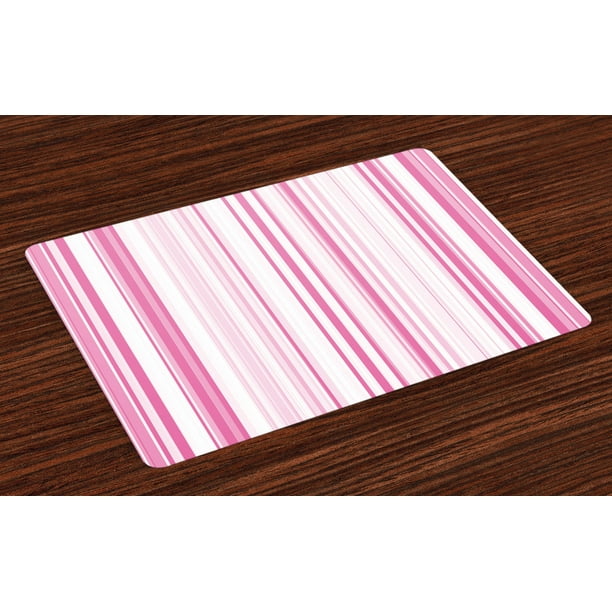 Light Pink Placemats Set of 4 Vertical Striped Abstract Color Bands