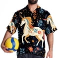 thumbnail image 4 of Starry Unicorn Men's Button Down Hawaiian Poplin Shirt Summer Beach Printed Casual Short Sleeve Unisex Shirts, 4 of 6