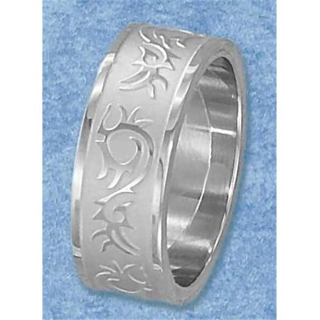 Plum Island Silver SR-3061-13 Stainless Steel Mens Satin Finish and High Polish Tribal Band - Size 13