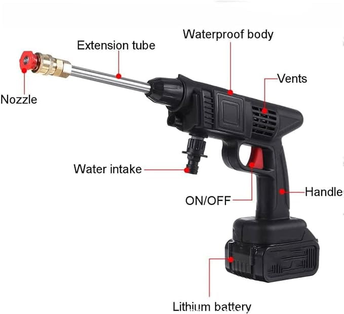 Naudhenm 350 Psi 2 Gpm Battery-Powered Pressure Washer with Quick Connect Tips