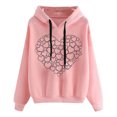 thumbnail image 2 of Women's Hoodies Classic Heart Print Hooded Sweatshirt Fall Winter Long Sleeve Loose Pullover Sweatshirts Tops, 2 of 3