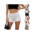 thumbnail image 3 of Shorts de verano para mujer con dobladillo, color liso, remaches, cintura baja, ajustados, estilo streetwear., 3 of 9