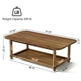 thumbnail image 3 of Finmind 47" Solid Wood Coffee Table, Rectangle Center Table with 2-Tier Storage, for Living Room, Brown, 3 of 10