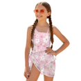 thumbnail image 2 of SEANATIVE Girls One-Piece Swimsuits with Mesh Cover-up Skirt One-Piece Bathing Suits Back Cutout Stylish Stretch Swimwear for Kids Teenagers, Size 7-8, Pink Flower Print, 2 of 7