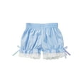 thumbnail image 4 of TiaoBug Girls' Ruffle Lace Bloomer Shorts Party Underskirt Safety Bottom Pumpkin Pants Undershorts Blue 5-6, 4 of 7