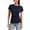 1316#Navy, variant on Women's Casual Short Sleeve Crew Neck Fitted Drawstring Waist Tops Blouse for Everyday Fashion