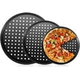 thumbnail image 1 of Bandeja de acero para pizza para horno, bandeja para pizza crujiente con agujeros de 30 cm, bandeja redonda antiadherente para horno, bandeja perforada de acero al carbono para hornear pizza en casa,, 1 of 8