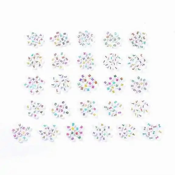 U8MO 20 Alphabet Letter Beads 1 Letter You Pick 7mm White Rainbow Flat Coin -A