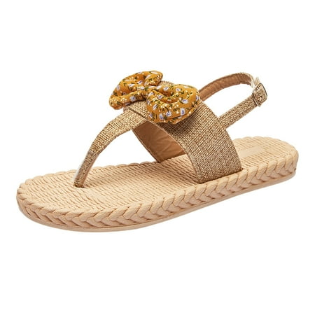 

AIMAOMI Open Weave Sandals Bow Slip On Breathable Women s Flat Beach Summer Toe Shoes Slippers Women s Slipper H