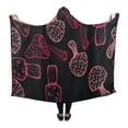 thumbnail image 1 of HATIART Couverture à Capuche Champignons Roses en Molleton Polaire Anti-Boulochage Couverture Portable Couverture 56x80 Pouces, 1 of 3