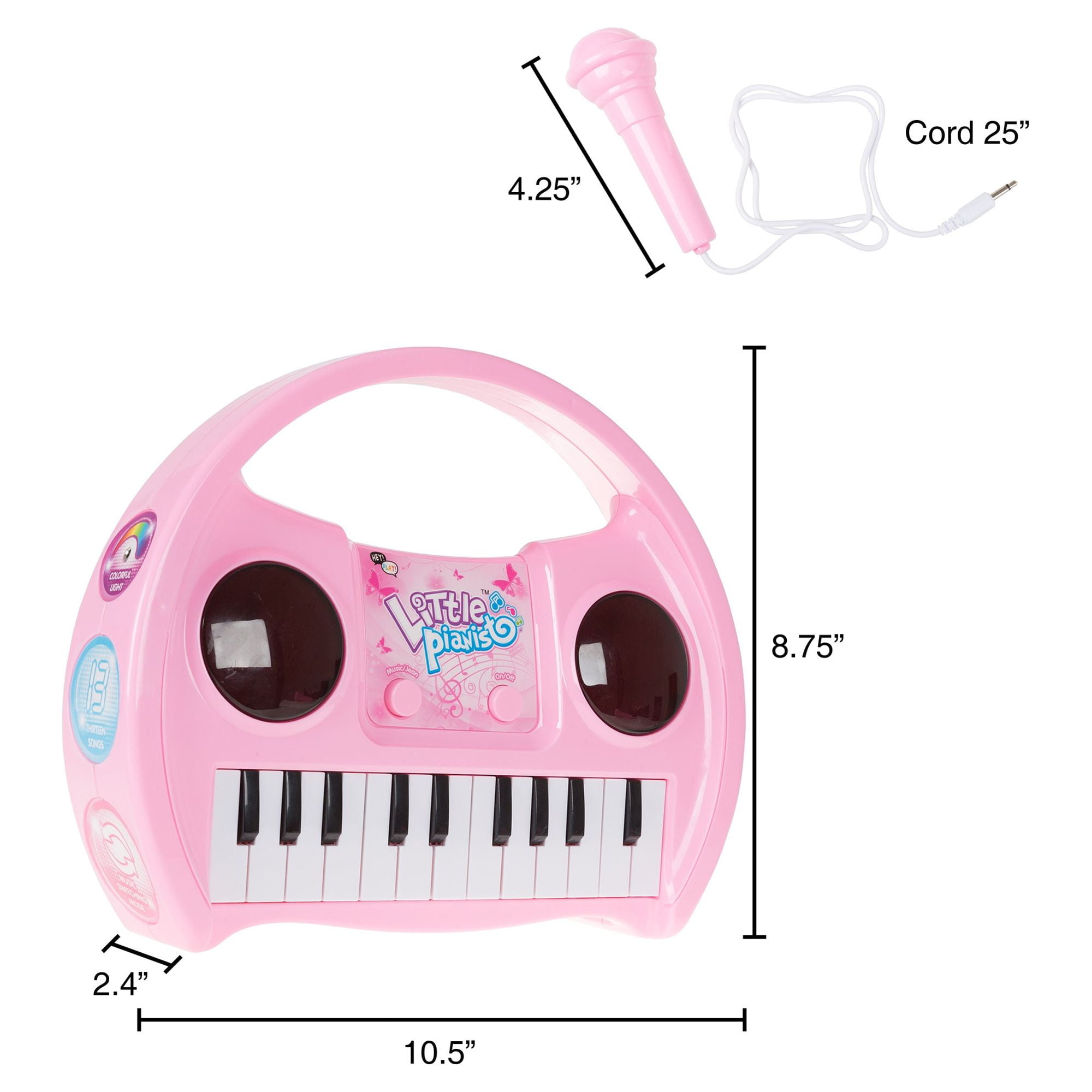 Hey Play Kids Karaoke Machine with Microphone and Musical Keyboard (Pink)