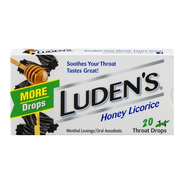 Luden's Sore Throat Drops, Honey Licorice, 20 Ct - Walmart.com ...