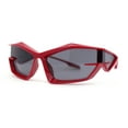 thumbnail image 2 of Unique Trendy 90s Sport Plastic Side Visor Wrap Around Sunglasses Red - Black, 2 of 4