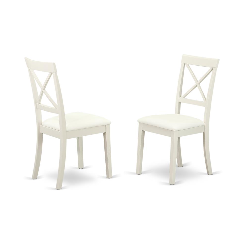 East West Furniture Dover 7-piece Wood Dining Set with Leather Chairs in White - image 2 of 4