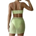 thumbnail image 4 of Lopeceal Women's Bandeau Bikini Sets Buckle Strapless Lace Up High Cut 3 Piece Swimsuit Solid Bathing Suit, 4 of 8